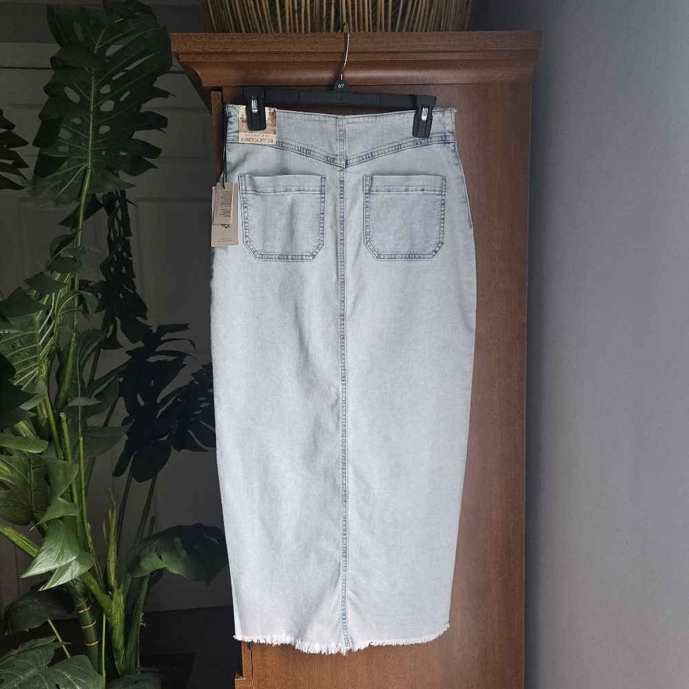 Sincerely Jules Light Blue Denim Wrap Skirt - Picture 2 of 6